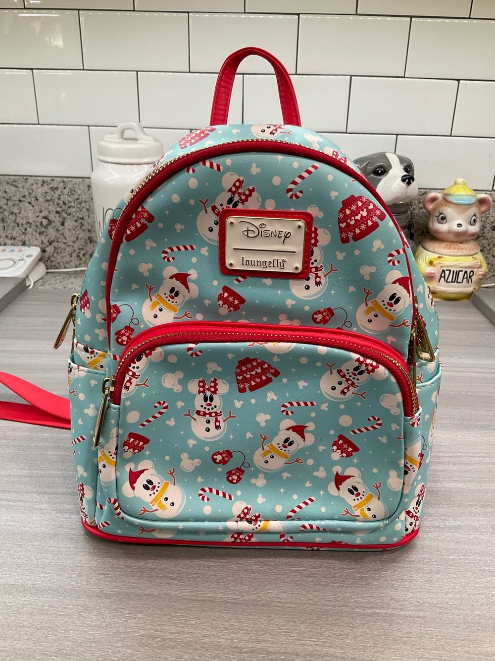 DISNEY LOUNGEFLY MICKEY MINNIE MOUSE SNOWMAN MINI BACKPACK PURSE